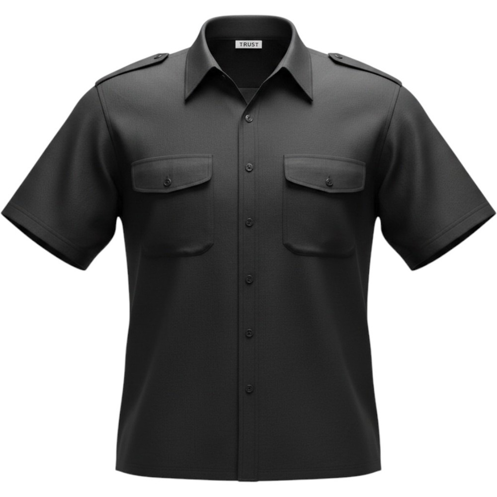 Trust Linen Utility Camp Shirt Mens L Military Preppy Black Button Up NWOT $85